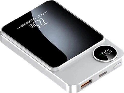 22.5W Magsafe Kablosuz ve Dijital Ekranlı AI Çipli 5000mAH Powerbank Beyaz YK915