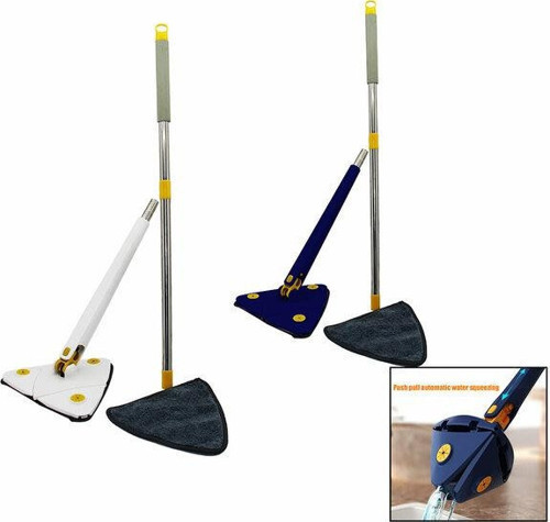 Üçgen Mop Çekçekli Cam Köşe Parke Fayans Silme Aparatı Yedek Bezli (3877)