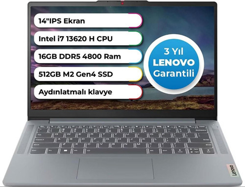Ideapad 3 Slim Case Intel Core İ7-13620H 16 GB 512 GB Freedos 14 Inç 83EL005ATR
