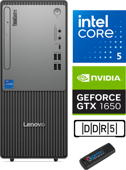 Thinkcentre Neo 50T Gen 5 Intel Core I5 13400 32GB Ddr5 4tb SSD 4GB/GTX1650 WİN11PRO Masaüstü Blgisayar NEO12UB000ETRTXW15+ZETTAUSBBELLEK