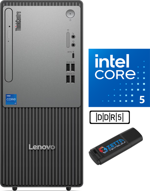 Thinkcentre Neo 50T Gen 5 Intel Core I5 13400 48GB Ddr5 256GB SSD WİN11H Masaüstü Blgisayar NEO12UB000ETRH16+ZETTAUSBBELLEK