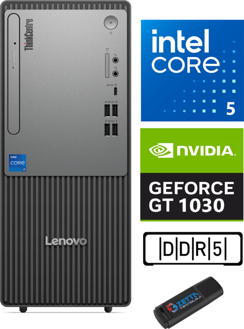 Thinkcentre Neo 50T Gen 5 Intel Core I5 13400 96GB Ddr5 512GB SSD 4GB/GT1030 WİN11PRO Masaüstü Blgisayar NEO12UB000ETRGW27+ZETTAUSBBELLEK