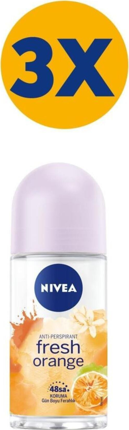 Kadın Roll-On Deodorant Fresh Orange 50Ml, 48 Saat Anti-Perspirant Koruma, Portakal Kokusu, X3 Adet