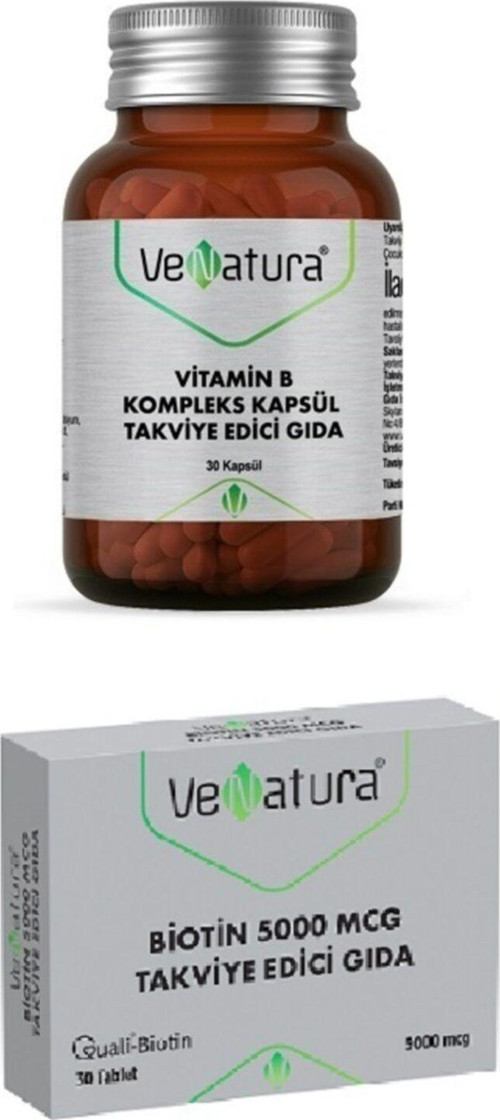 Vitamin B Kompleks Kapsül Takviye Edici Gıda 30 Kapsül + Biotin 5000 Mcg Takviye Edici Gıda