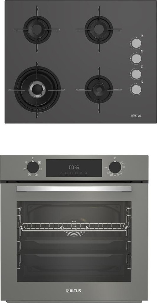 2'li Gri Cam Ankastre Set 189 Dg Woklu - 322 G Turbo Fırın