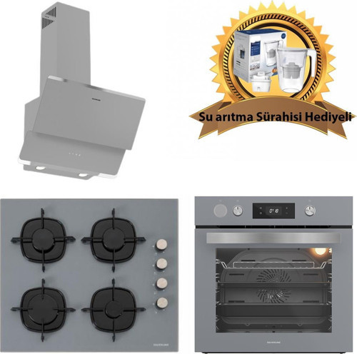 Buhar Destekli AirFrayer Gri Cam Ankastre Set 3490 Oslo - CS5335S01 - BO65P4S01
