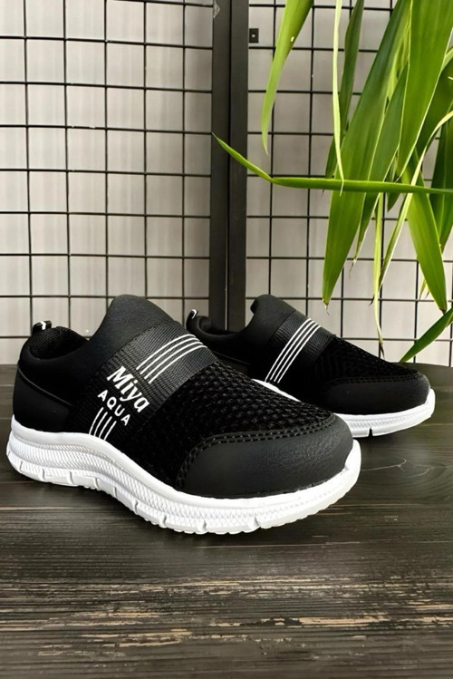 Çocuk Sneaker Fileli Rahat Taban Unisex Bebek Çocuk Spor Ayakkabı 1004-101-0002 Siyah-30