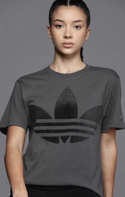 Originals Large Trefoil Kadın Gri t-shirt