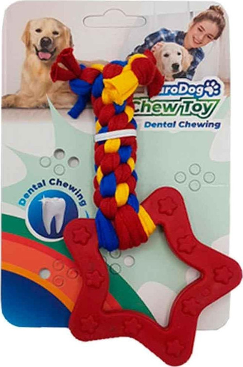 Dog Plus Yıldız Şekilli Köpek Diş Kaşıma İpi Kırmızı 14,5 Cm