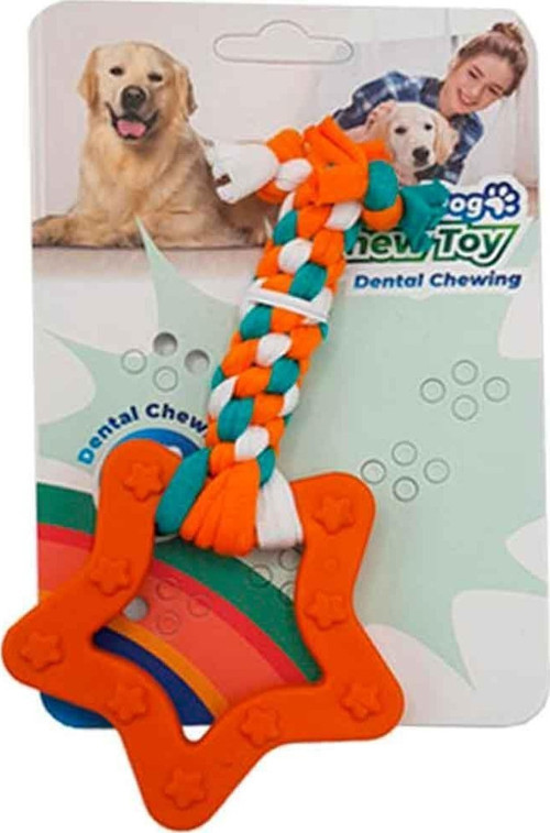 Dog Plus Yıldız Şekilli Köpek Diş Kaşıma İpi Turuncu 14,5 Cm