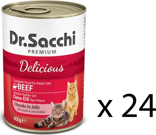 Dr. Sacchi Delicious Dana Etli Yetişkin Kedi Konservesi 400 g (24 Adet)