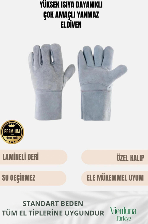 Premium Kalite Yüksek Isı Dayanımlı Kaynak Yangın Waterproof Çok Amaçlı Deri Eldiven