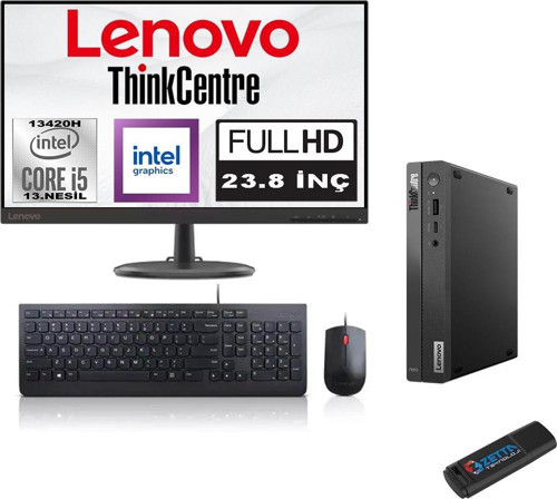Thinkcentre Neo 50Q Gen 4 Intel Core I5-13420H 24GB 4tb SSD 23.8 Inç Monitör Windows 11 Pro Mini Bilgisayar M12LN006KTRP08 + Zetta Flash Bellek