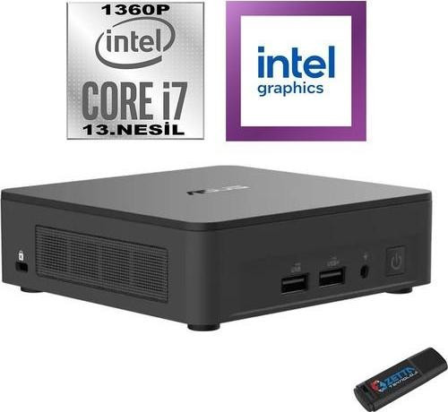 NUC13 Pro Slim Kit Intel Core I7 1360P 32GB 4tb SSD Freedos Wifi/bluetooth/thunderbolt Mini Bilgisayar RNUC13ANKI700002IF10 + Zetta Flash Bellek