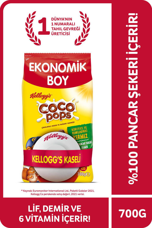 Coco Pops Çikolatalı Buğday ve Mısır Gevreği 700 Gr,Kase Hediyeli,Lif,Demir ve 6 Vitamin