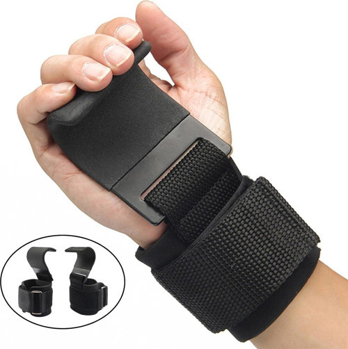 2 Adet Ağırlık Kaldırma Kancası Tutma Yardımcısı Bar Fitness Bilekliği Lifting Hooks Straps Siyah