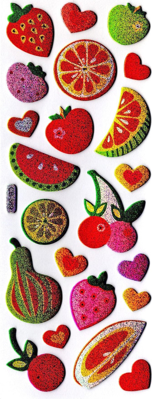 Sticker Kabartmalı Sticker Defter, Planlayıcı Etiket (cb389) 16x7 cm- Meyveler