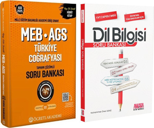 Öğreti Akademi 2025 MEB AGS Türkiye Coğrafyası ve AKM Dil Bilgisi Soru Bankası Seti 2 Kitap