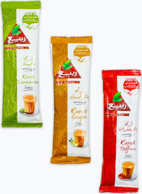 rabea karak Zencefilli kakuleli Safranlı karak Çayı 3'lü Stick Deneme Paketi