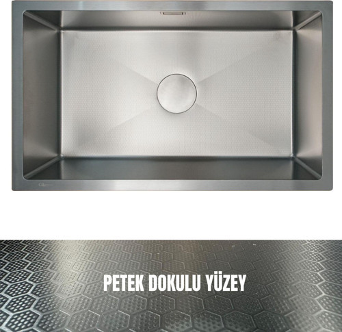 70X40 Antrasit Petek Dokulu Çelik Mutfak Eviyesi 304 Paslanmaz Çelik 1mm