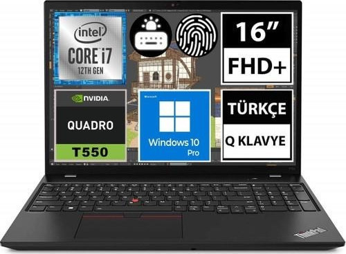 Thinkpad P16S 21BT000GTX İntel Core i7-1260P 16GB 1TBssd T550 16" Fullhd+ Windows 10 Pro Taşınabilir Iş Istasyonu