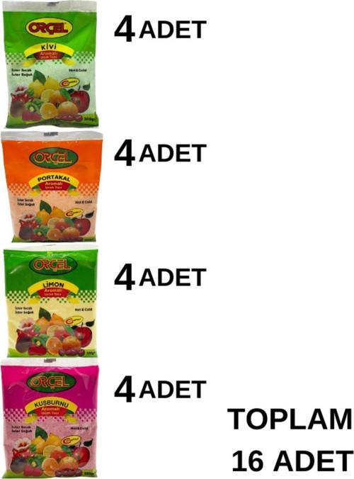 4 Çeşit Karma Koli Aromalı Içecek Tozu Oralet Çay 300 gr X 16 Adet