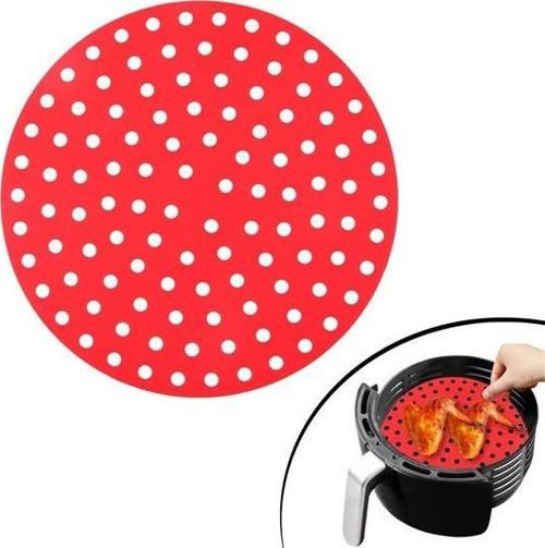 Renkli Isıya Dayanıklı Yıkanılabilir Silikon Fırın Ve Airfryer Yuvarlak Pişirme Matı 23 Cm