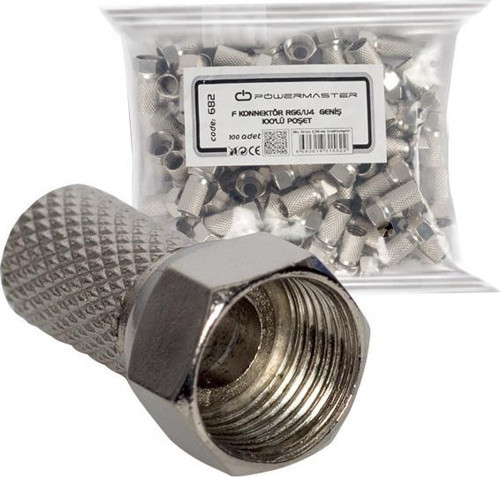 F Konnektör RG6-U4 18MM Geniş 100 Adet Uydu Kablosu Uydu Cihazı Konnektörü