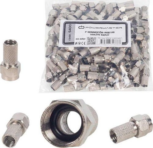 F Konnektör RG6 U6 100 lü Paket Uydu Konnektörü Contalı Su Geçirmez Konnektör
