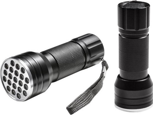 Pm-6351 Uv Ultra Viyole Işıklı 21 Ledli 10 Cm Metal Pilli El Feneri Ultra Viole Para Kontrol Fener