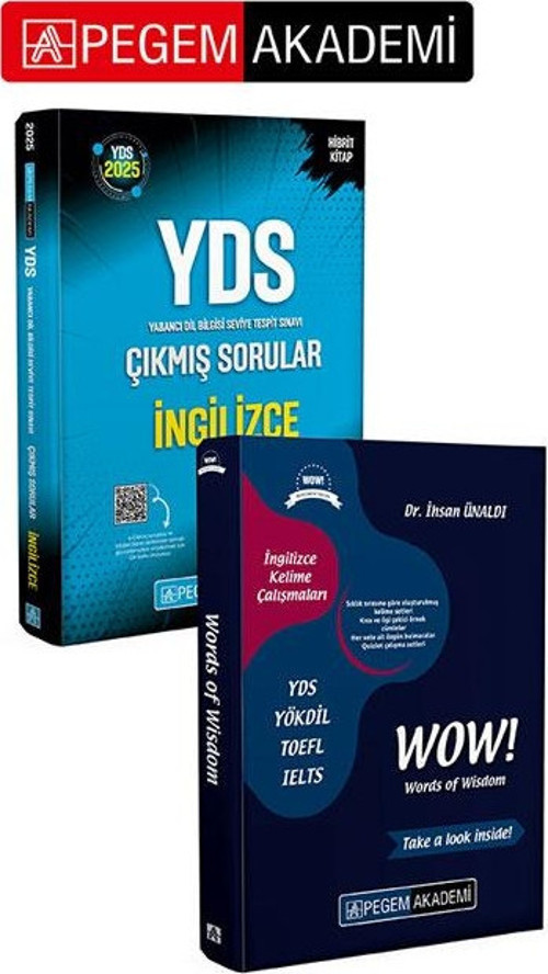 PEGEM AKADEMİ 2025 YDS İngilizce Çıkmış Sorular + YDS YÖKDİL WoW! Words of Wisdom Seti (2.Kitap)