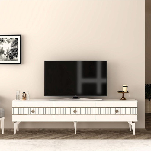 Lennora 180 Cm Tv Sehpasi (Alt Modül) Beyaz-Gümüş