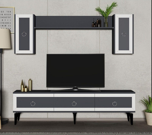 Sellen 180 Cm Tv Ünitesi Takımı Antrasit-Beyaz