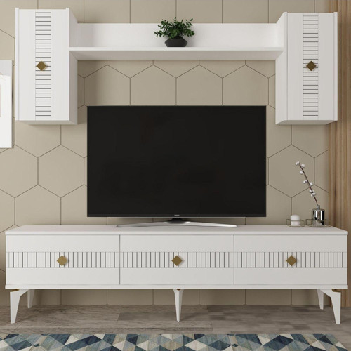 Mi̇Ddas 180 Cm Tv Üni̇Tesi̇ Takimi Beyaz-Altin