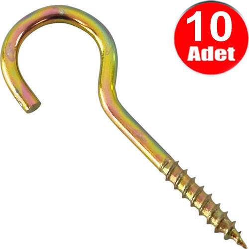 Piton 22*130 Çengel 8cm Vidalı Askı Eğri Se Demir Duy Kanca -10 Adet