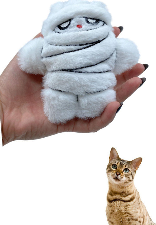 Kedi Oyuncağı Peluş Mumya 13 Cm Patileme Kovalama Yakalama Oyunları İle Stres Azaltan Kedi Oyuncağı