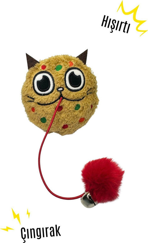 Peluş Kurabiye Kedi Oyuncağı Hışırtılı Ve Çıngıraklı Sesli Kedi Oyuncağı İpli Kedi Aktivite Oyuncağı