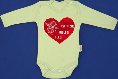 %100 Pamuk Aşkınızın Meleği Geldi Baskılı Zıbın & Body
