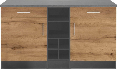 Tdesigno Katya Mutfak Adası Alt Modül 150 Cm Antrasit-Atlantik Çam -Tezgah Dahil