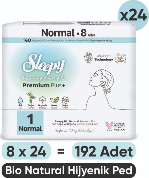 Bio Natural Premium Plus Hijyenik Ped Normal 8x24 Ped (192 Adet)