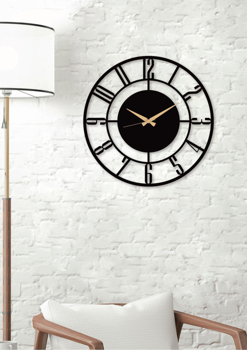 Daktilo Rakamlı Metal Siyah Duvar Saati - Ev - Ofis Saati - Hediye Saat - 60 x 60 Cm