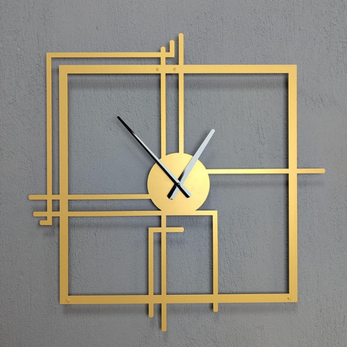 Kare Querencia Metal Gold - Altın Duvar Saati - Ev - Ofis Saati - Hediye Saat 90 x 90 Cm