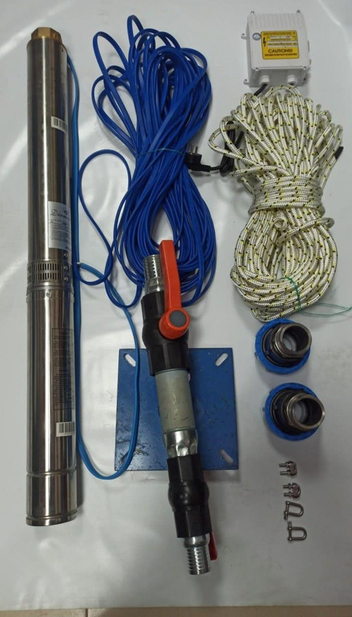 4SDM2/16 1HP ALARKO 15 MT YASSI KABLOLU VE PANOLU 30 MT HALATLI ÇİFT VANALI AKITMA BAŞLIKLI MONOFAZE TAKIM DALGIÇ POMPA