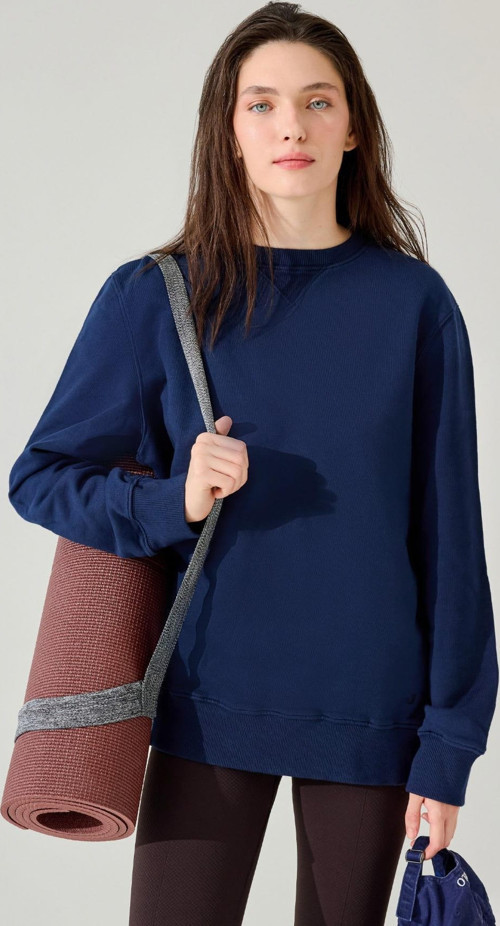 Lydney Kadın V Detaylı Sıfır Yaka Sweatshirt Lacivert