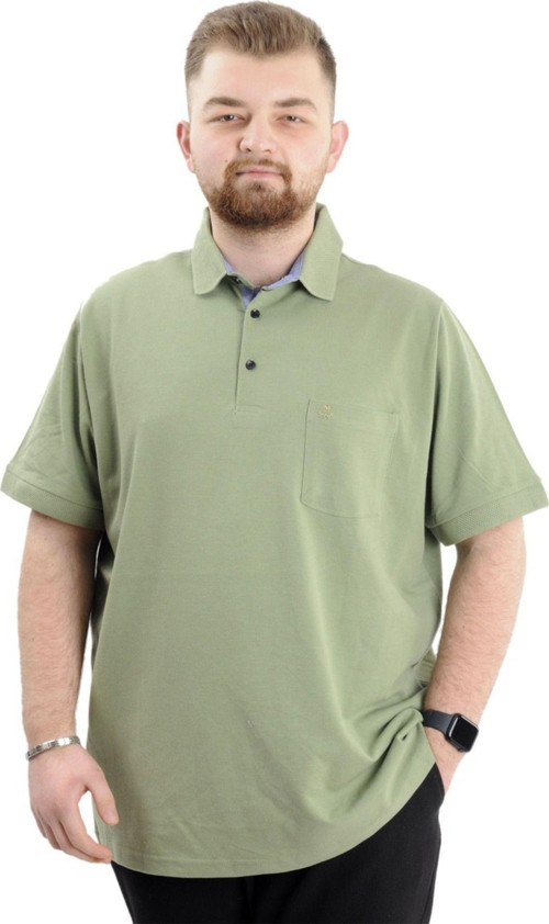 Battal Beden Erkek Tshirt Polo Yaka Cepli Klasik Pike 20552 Çağla Yeşili