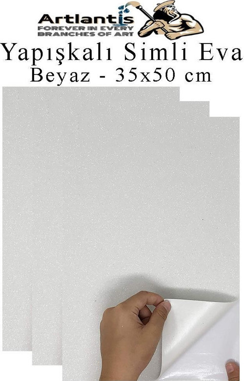 Beyaz Yapışkanlı Simli Eva 35x50 cm 3 Adet Simli Yapışkanlı Eva Süngeri Okul Kreş Anasınıfı Elişi Etkinlikleri Hobi