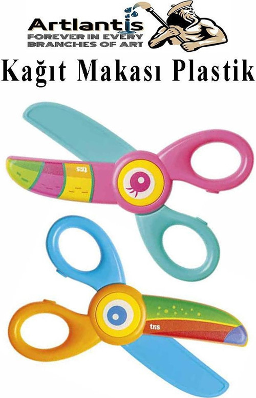 Sevimli Kağıt Makası 2 li 1 Paket Plastik Küt Uç Korumalı Okul Makası Çocuk Makas Okul Öncesi Kreş Anasınıfı