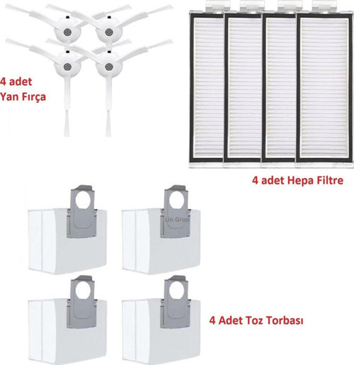 Roborock Q5 Pro Q8 Max Uyumlu Filtre Yan Fırça Toz Torbası