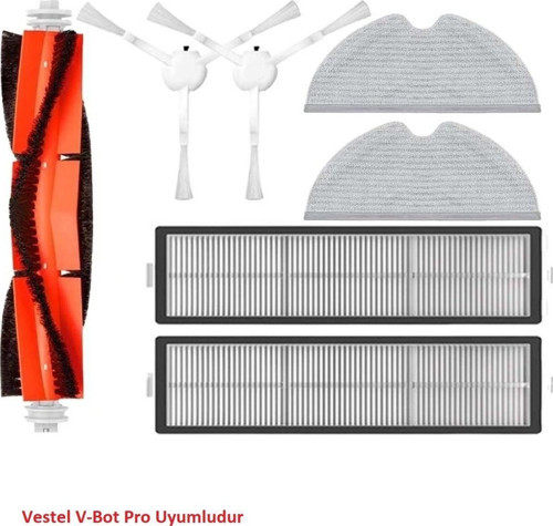 Vestel V-Bot Pro Robot Süpürge Yedek Hepa Filtre Mop Paspas Fırça Seti