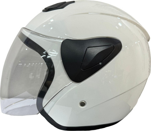 Xbyc 633 Solıd Şeffaf Vizörlü Yarım Motosiklet Scooter Kaskı M Beden Beyaz